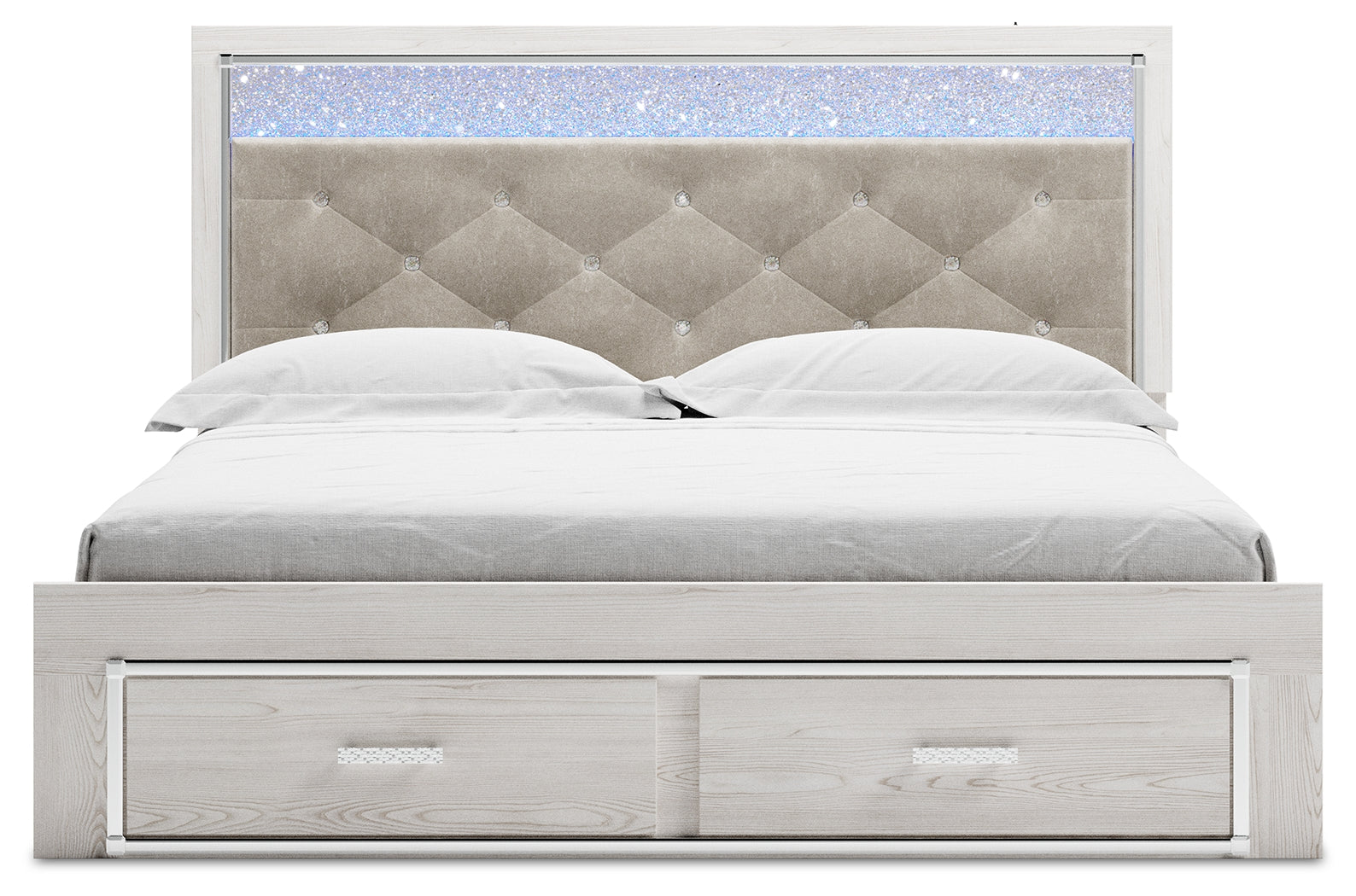 Altyra White King Storage Bedroom Set with Chest and 2 Nightstands