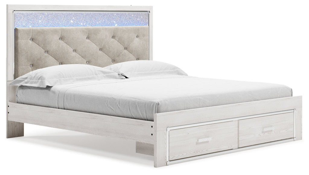 Altyra White King Storage Bedroom Set with Chest and 2 Nightstands