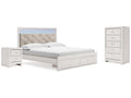 Altyra White King Storage Bedroom Set with Chest and Nightstand