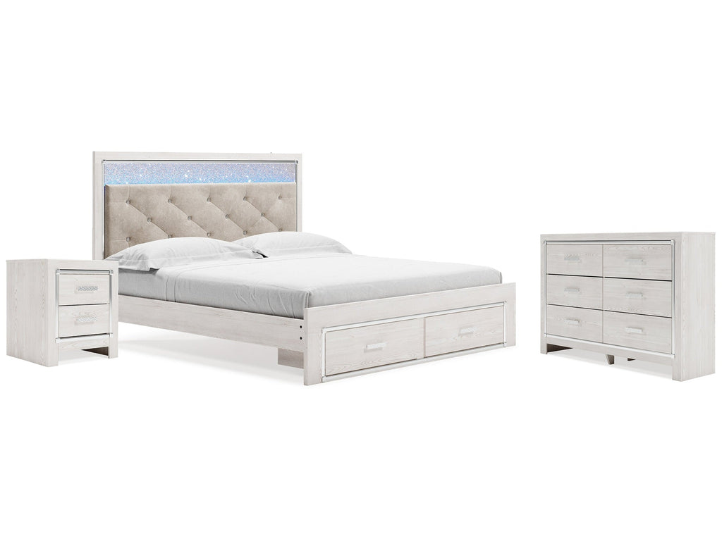 Altyra White King Storage Bedroom Set with Dresser and Nightstand