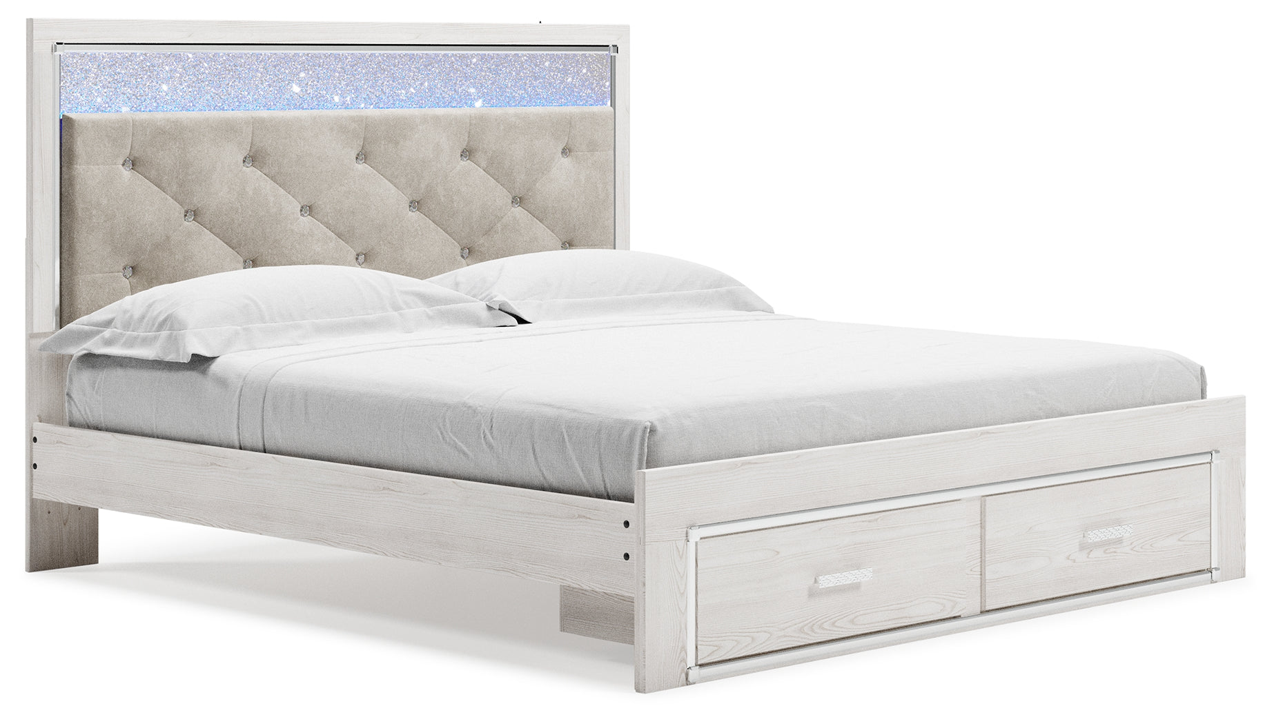 Altyra White King Storage Bedroom Set with Dresser and Nightstand