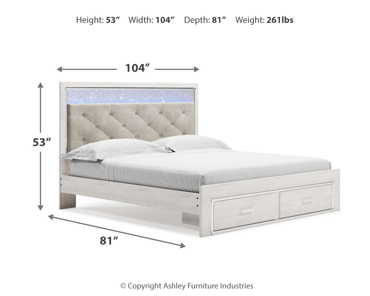 Altyra White King Storage Bedroom Set with Dresser and Nightstand