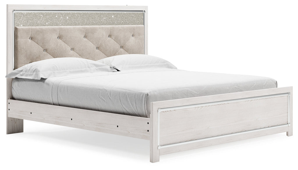 Altyra King Upholstered Panel Bedroom Set, White