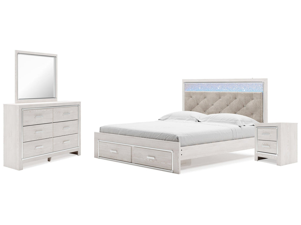Altyra King Upholstered Panel Storage Bedroom Set, White
