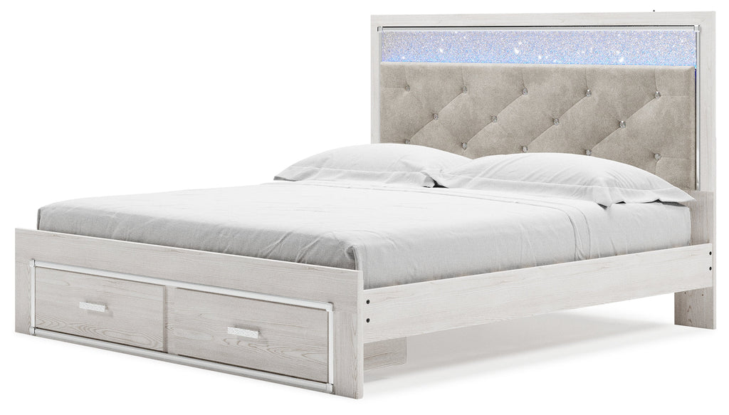 Altyra King Upholstered Panel Storage Bedroom Set, White
