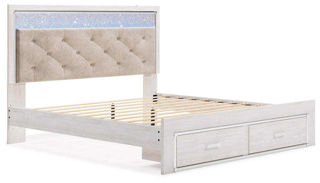 Altyra King Upholstered Panel Storage Bedroom Set, White