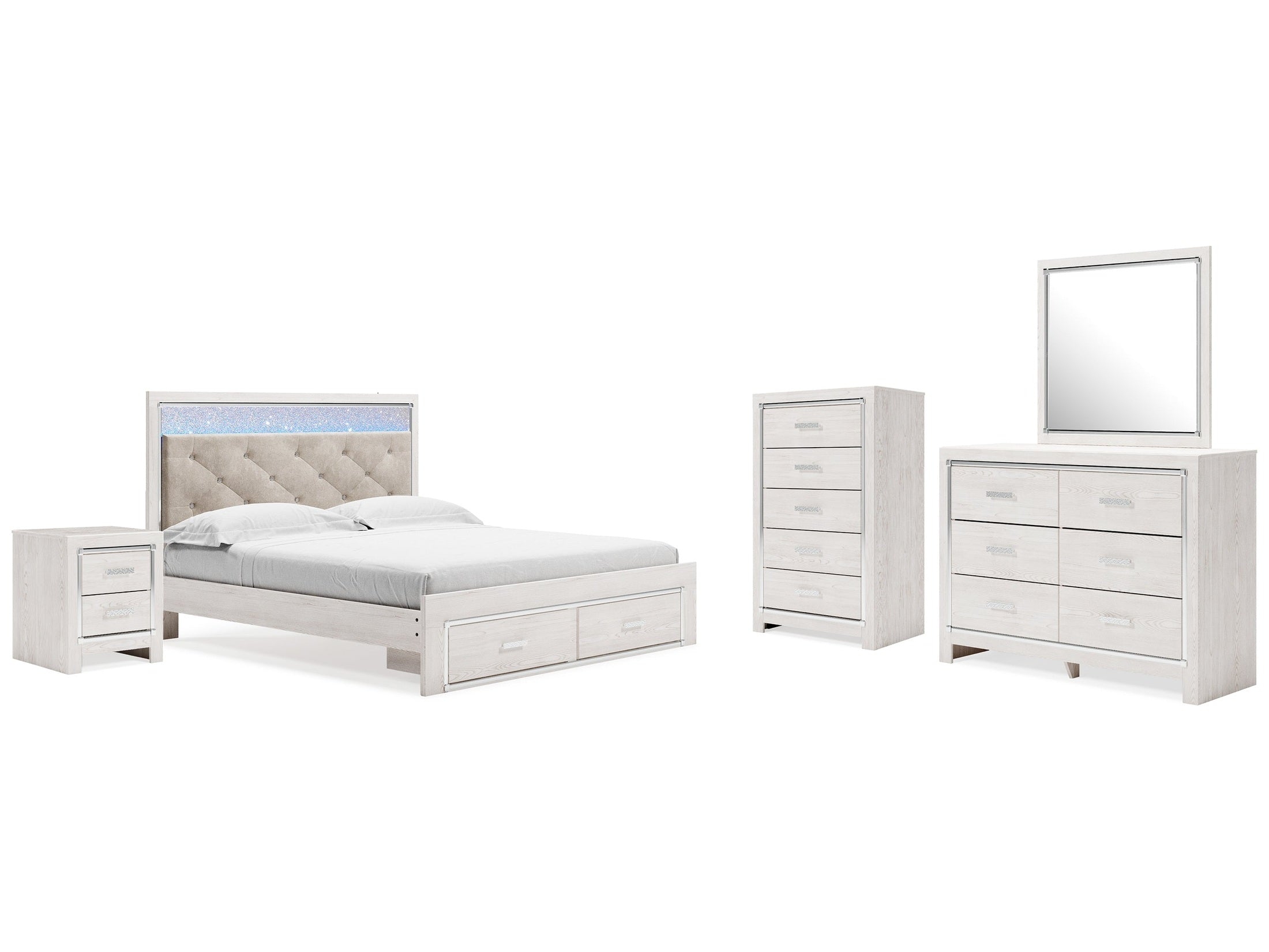 Altyra King Upholstered Storage Bedroom Set, White