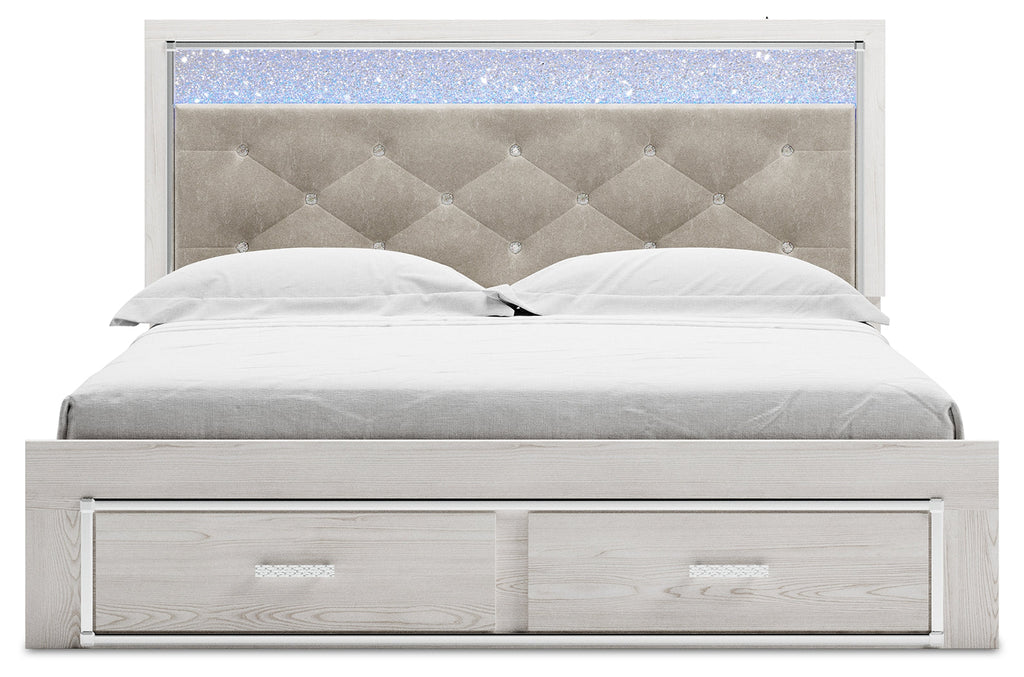 Altyra King Upholstered Storage Bedroom Set, White