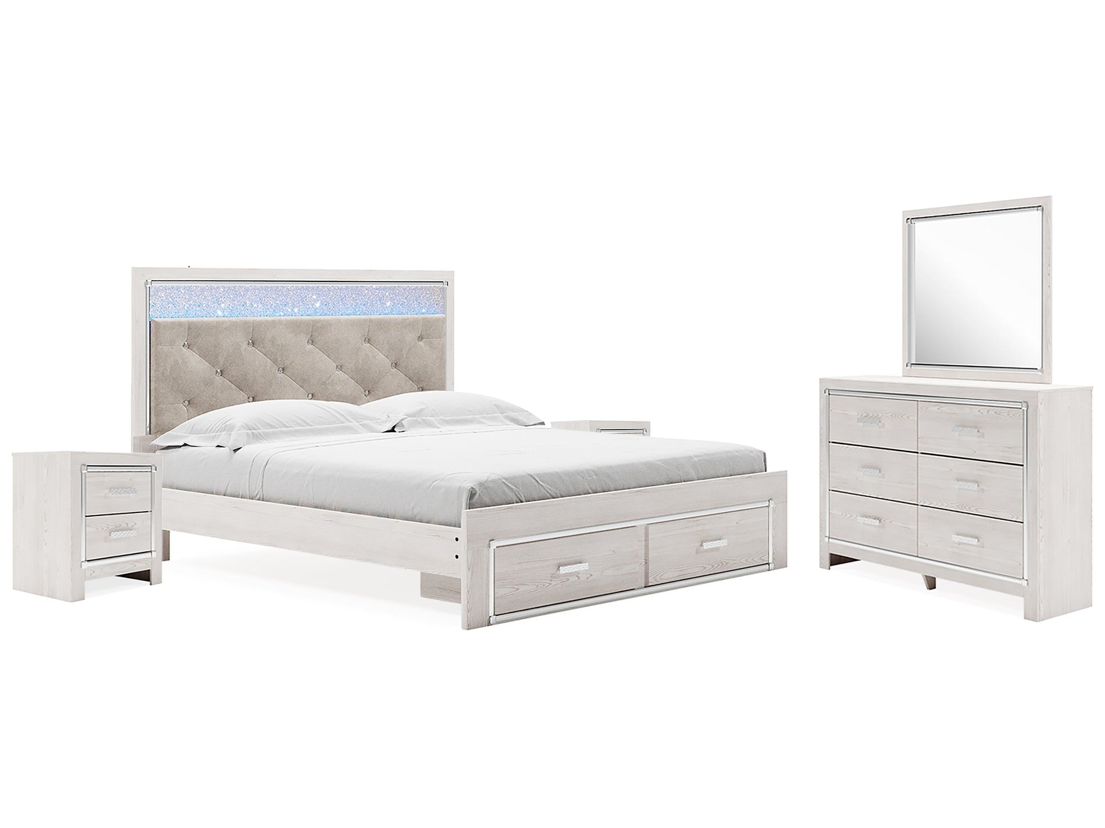 Altyra King Upholstered Storage Bedroom Set, White