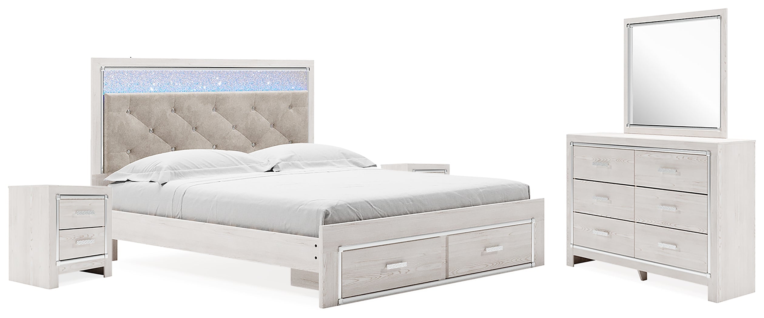 Altyra King Upholstered Storage Bedroom Set, White
