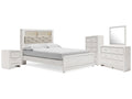 Altyra Queen Bookcase Bed, Dresser, Chest and Nightstand, White