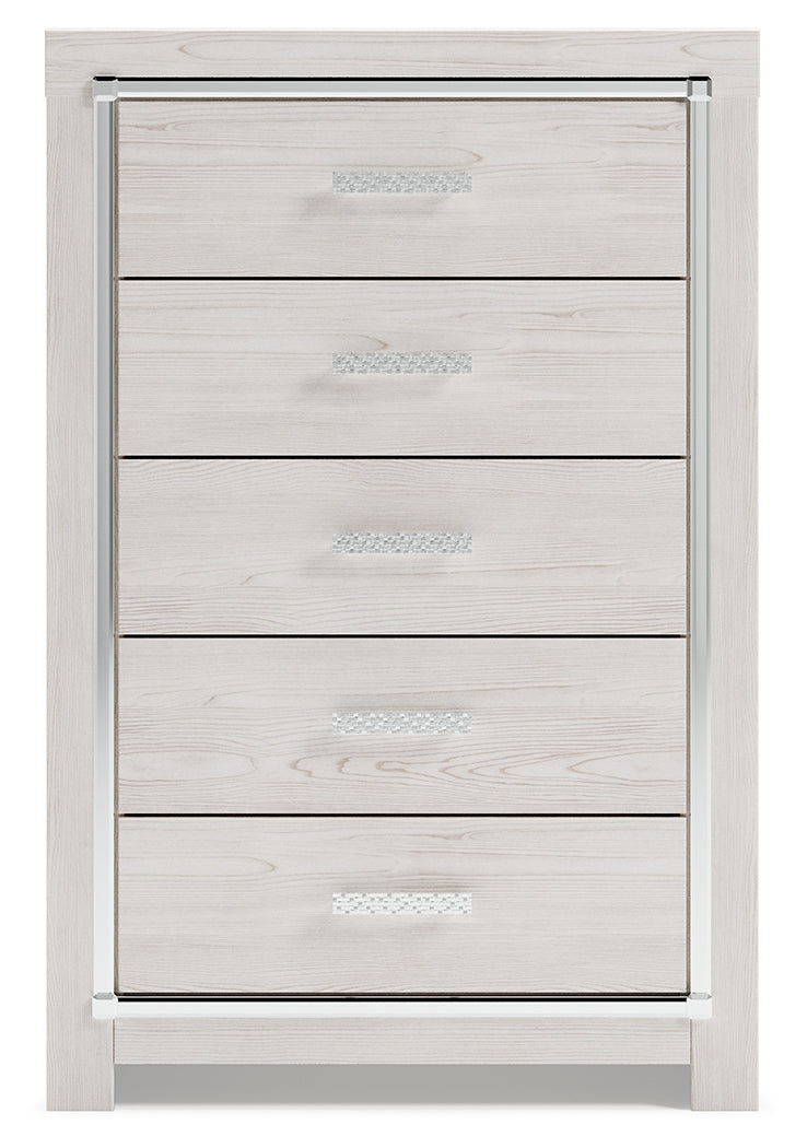 Altyra Queen Bookcase Bed, Dresser, Chest and Nightstand, White