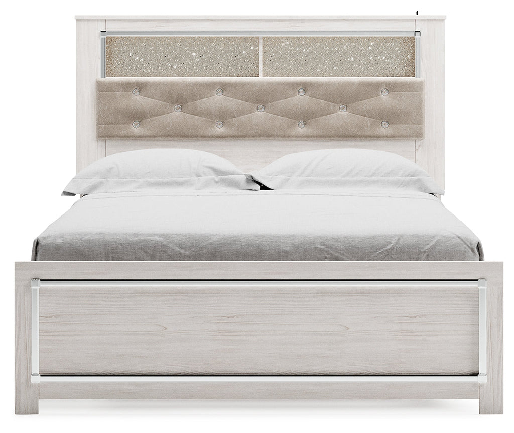 Altyra Queen Bookcase Bed, Dresser, Chest and Nightstand, White