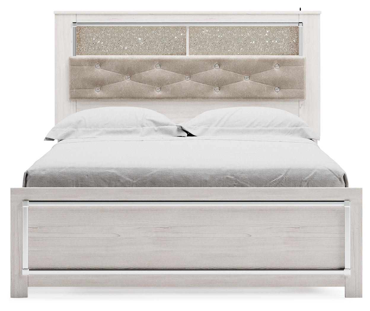 Altyra Queen Bookcase Bed, Dresser, Chest and Nightstand, White