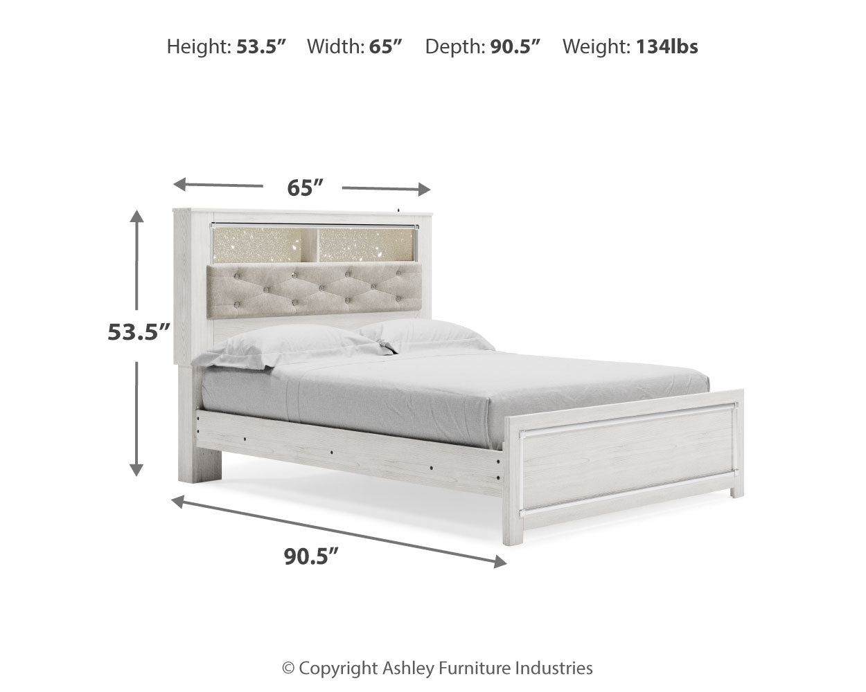 Altyra Queen Bookcase Bed, Dresser, Chest and Nightstand, White
