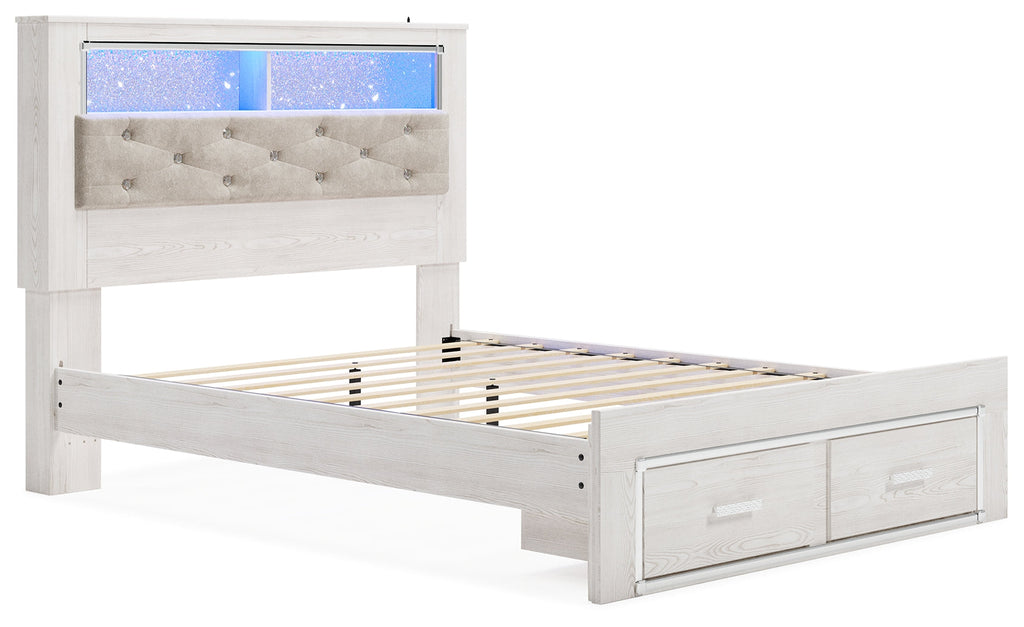 Altyra White Queen Bookcase Storage Bed, Dresser and Mirror