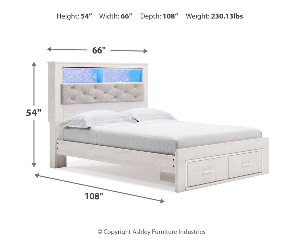Altyra White Queen Bookcase Storage Bed, Dresser and Mirror