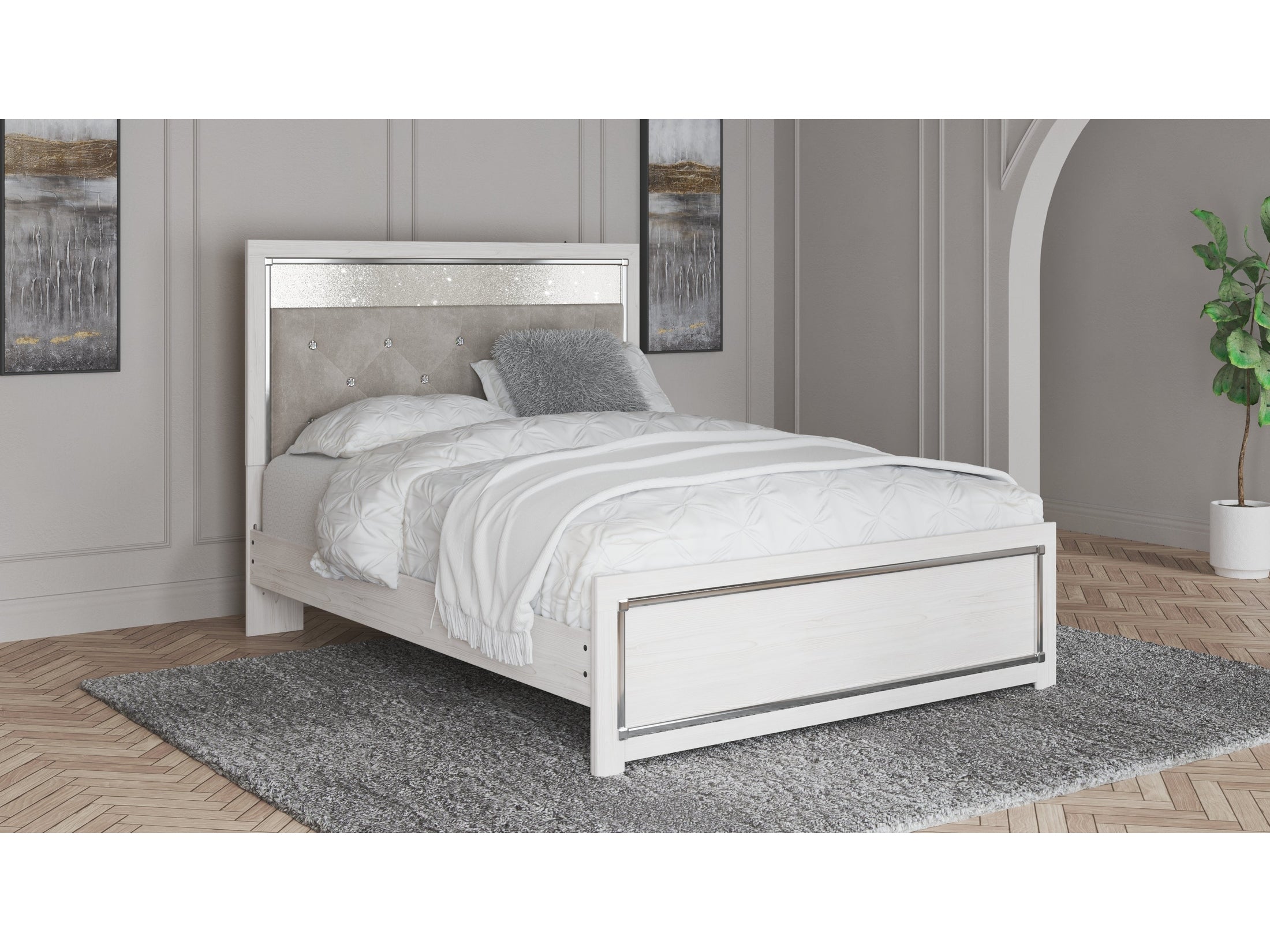 Altyra White Queen Panel Bed