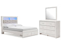 Altyra Queen Panel Storage Bed, Dresser, Mirror and 2 Nightstands, White