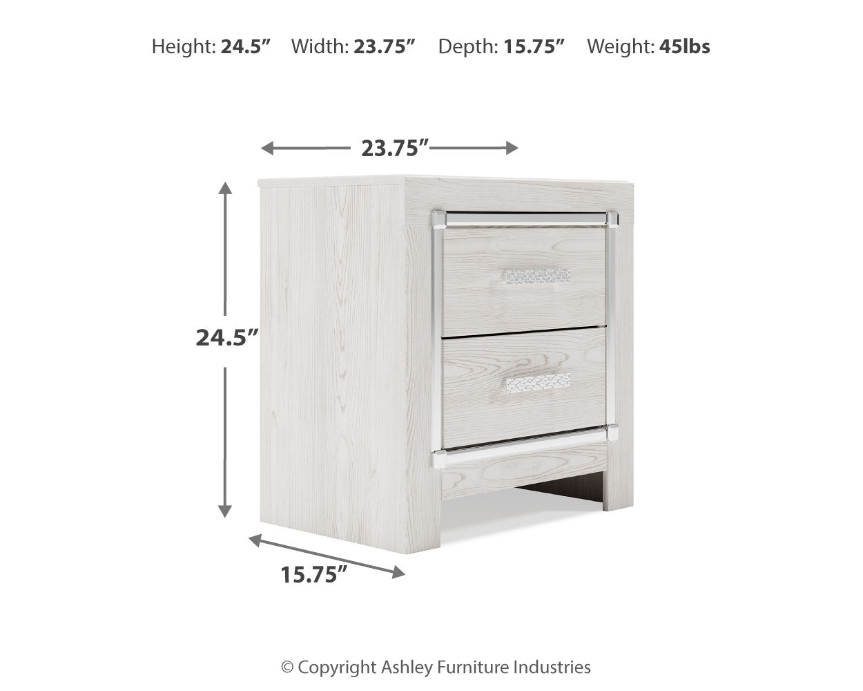 Altyra White Queen Storage Bedroom Set with Chest and 2 Nightstands