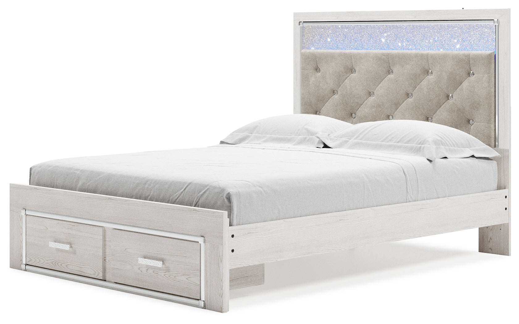Altyra White Queen Storage Bedroom Set with Chest and Nightstand
