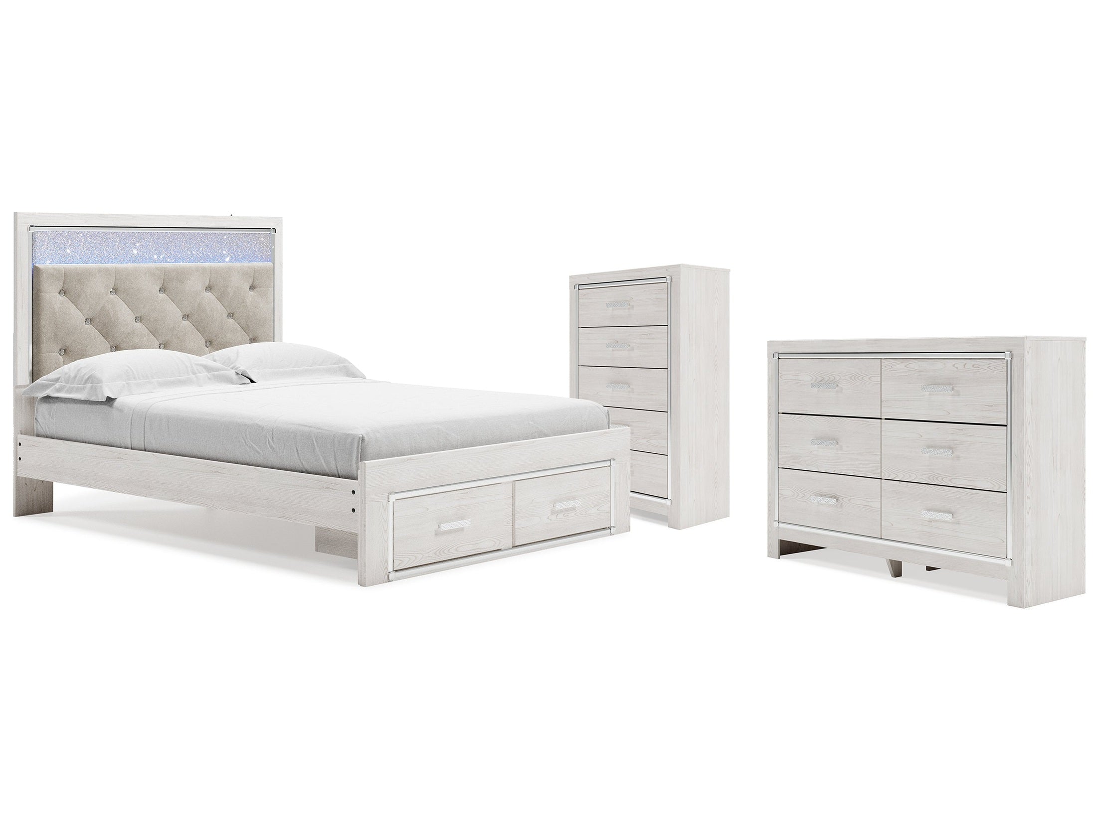 Altyra White Queen Storage Bedroom Set with Dresser and Chest