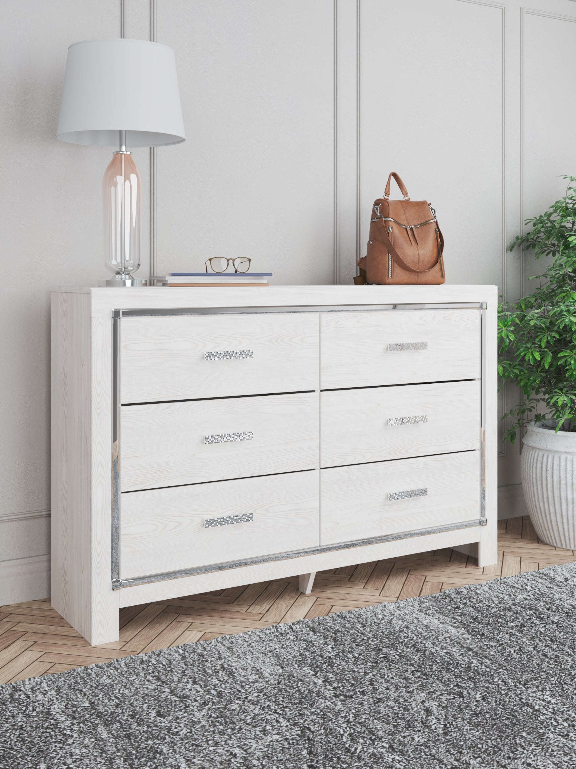 Altyra White Queen Storage Bedroom Set with Dresser and Chest