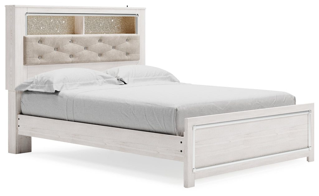 Altyra Queen Upholstered Panel Bed, White
