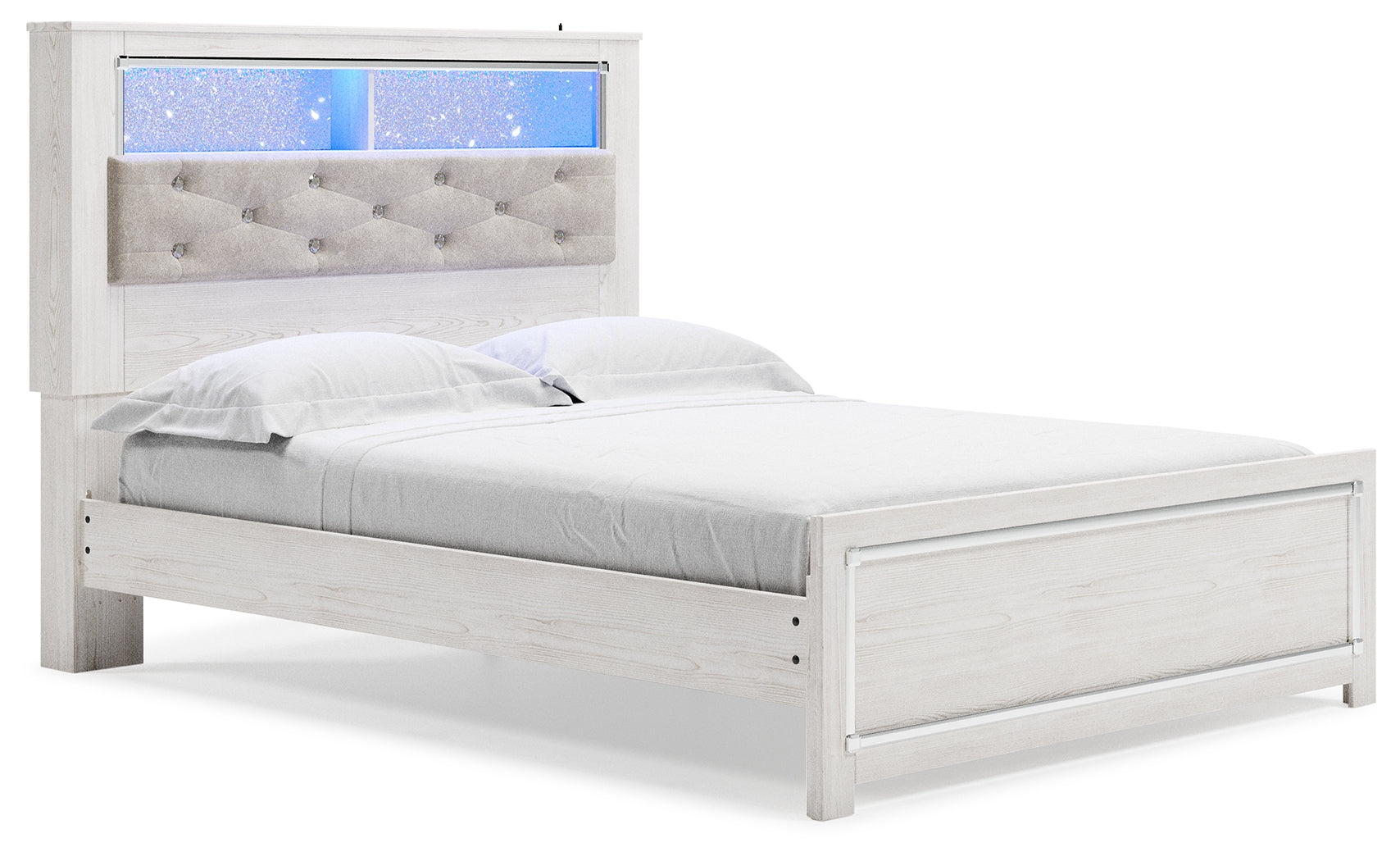 Altyra Queen Upholstered Panel Bed, White