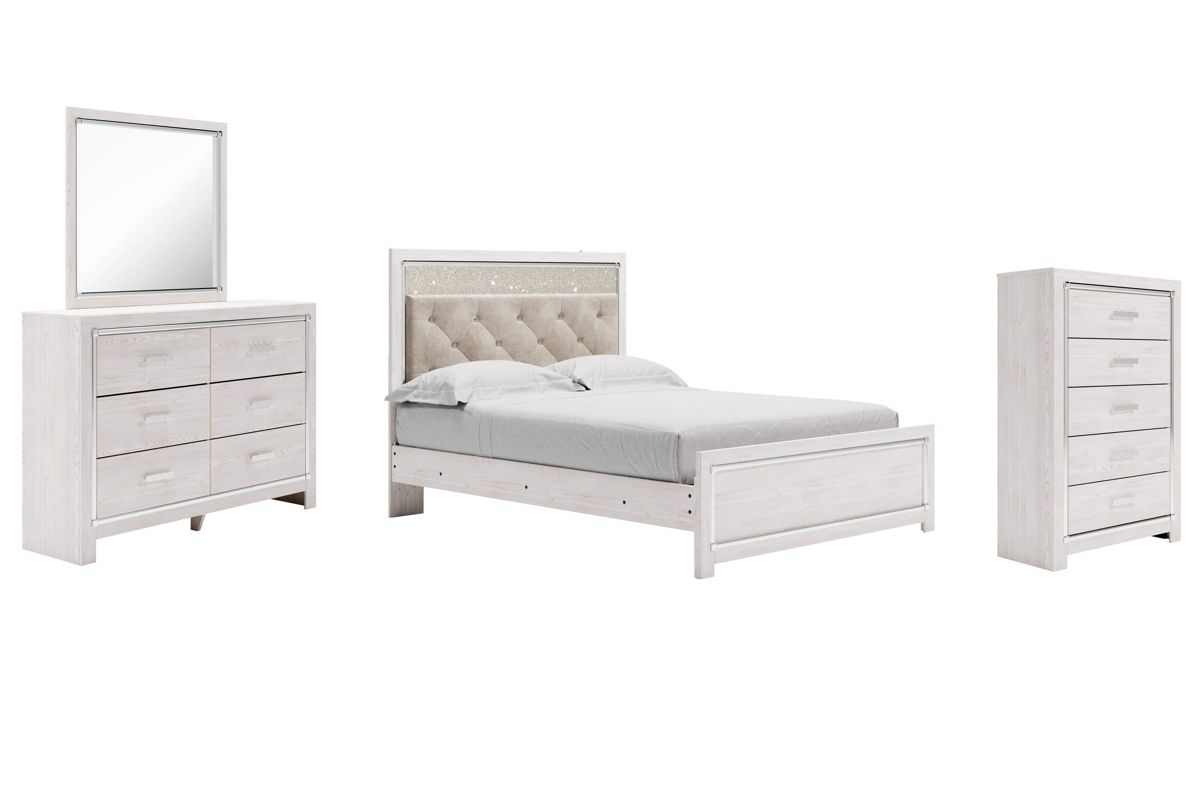 Altyra Queen Upholstered Panel Bedroom Set, White