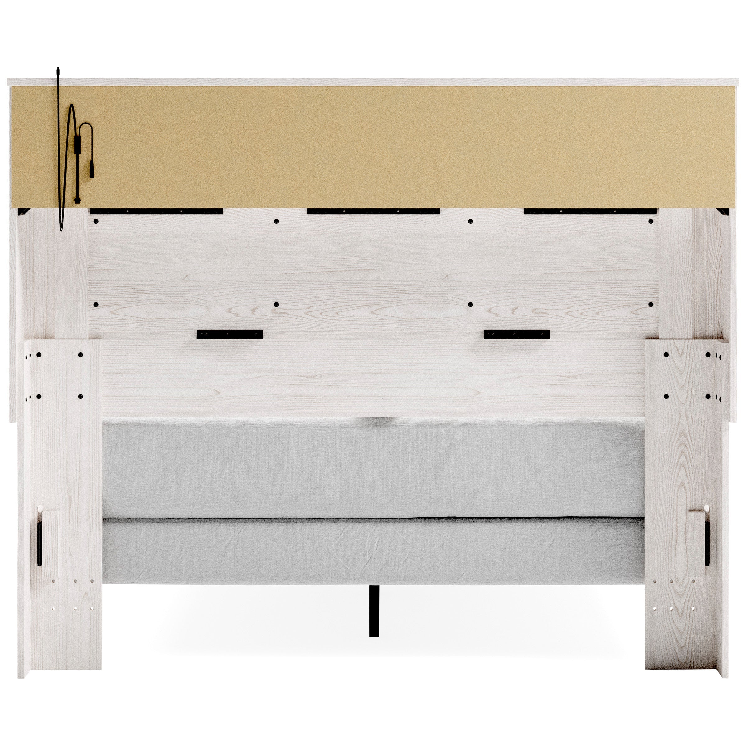 Altyra White Queen Upholstered Panel Bookcase Headboard