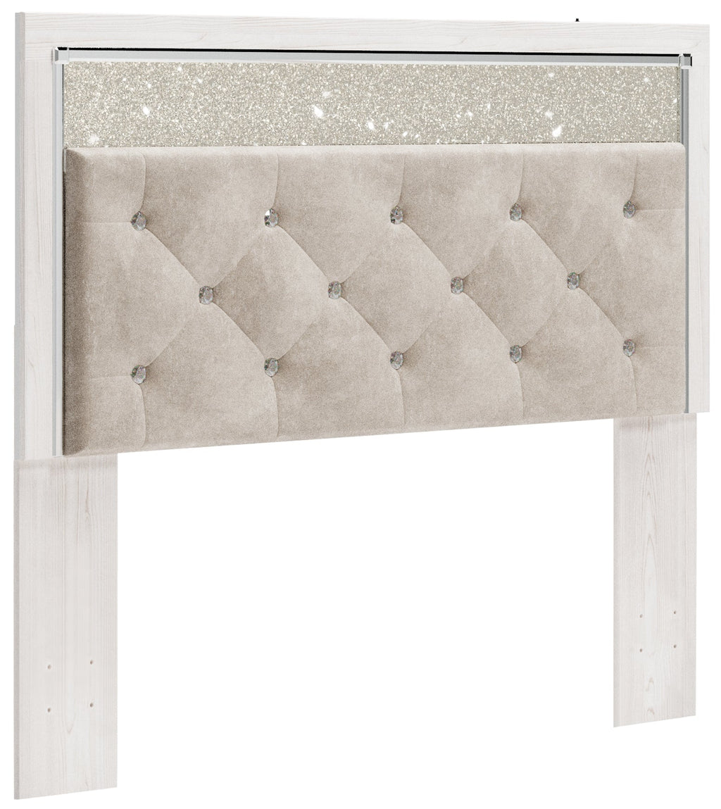 Altyra White Queen Upholstered Panel Headboard