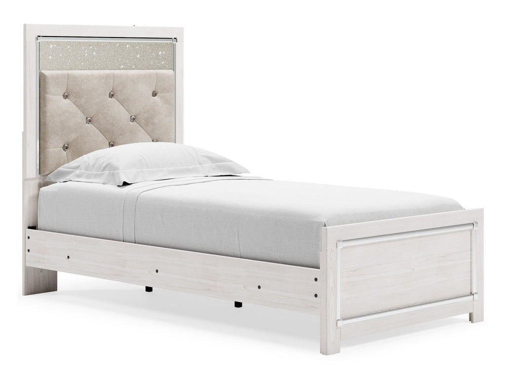 Altyra White Twin Upholstered Panel Headboard