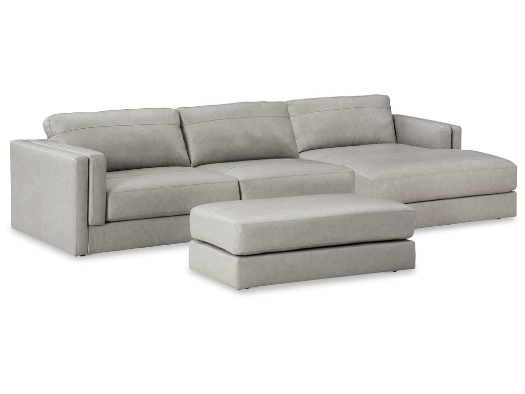 Amiata Glacier 2-Piece Sectional with Chaise and Ottoman