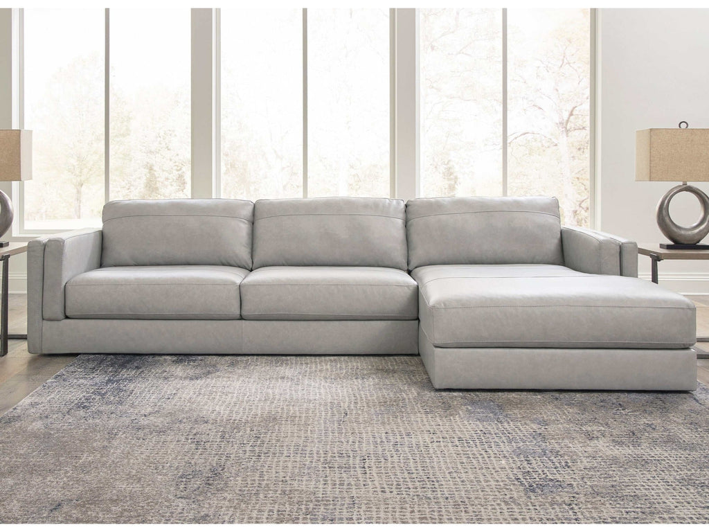 Amiata Glacier Leather 2pc RAF Chaise Sectional