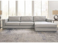 Amiata Glacier Leather 2pc RAF Chaise Sectional