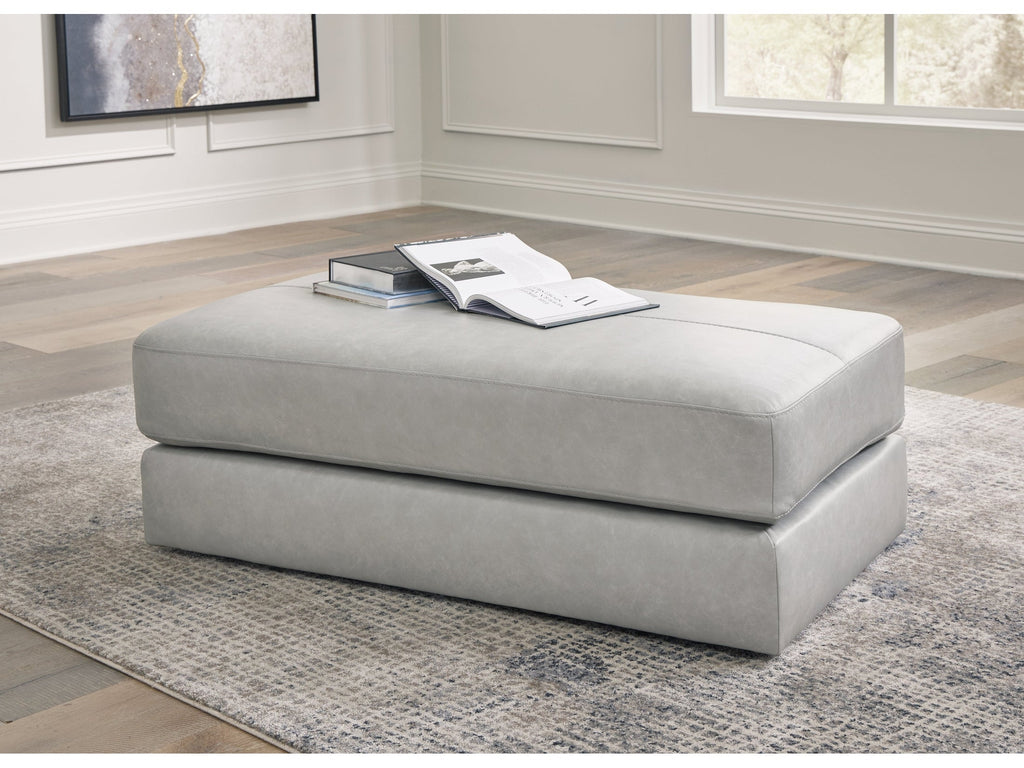Amiata Glacier Leather Oversized Accent Ottoman