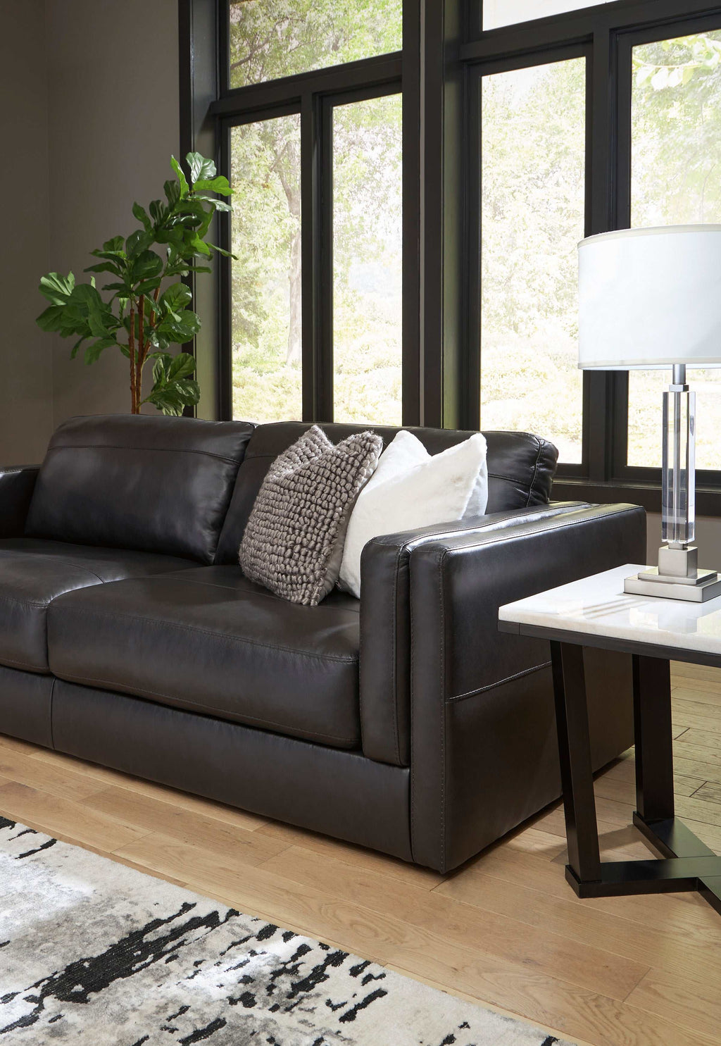Amiata Onyx Leather Living Room Set / 2pc