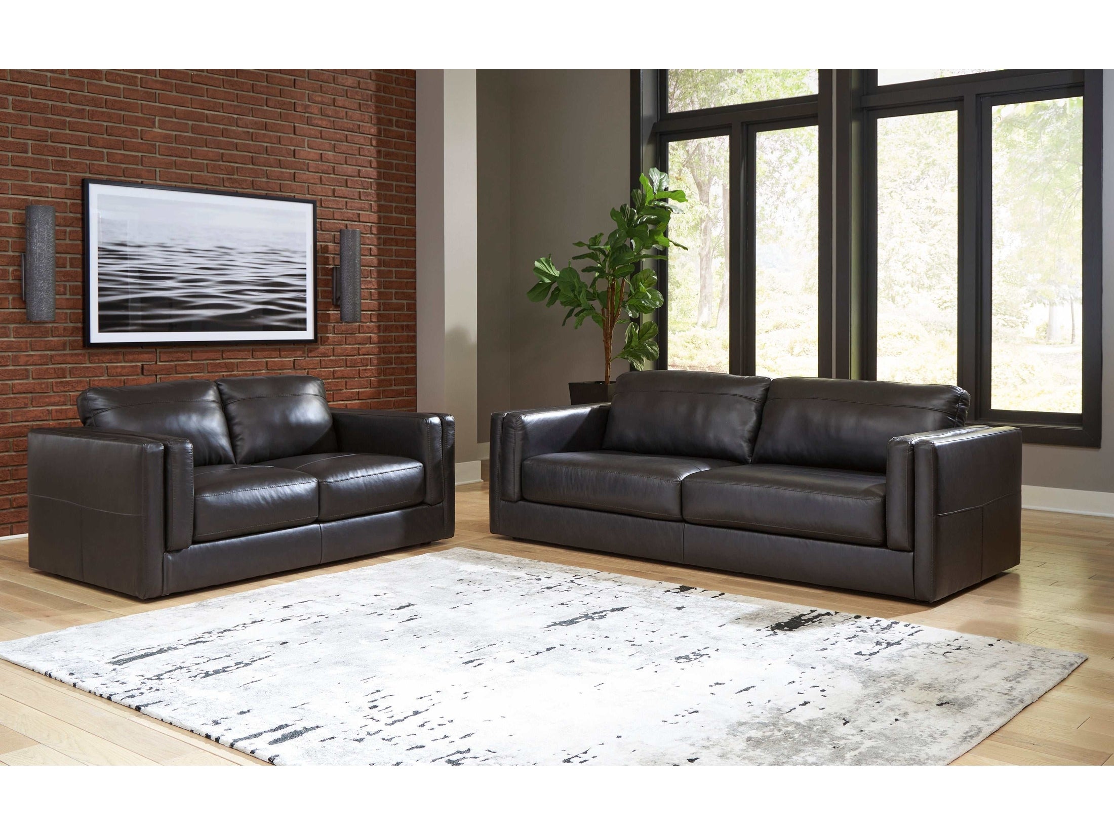 Amiata Onyx Leather Living Room Set / 2pc