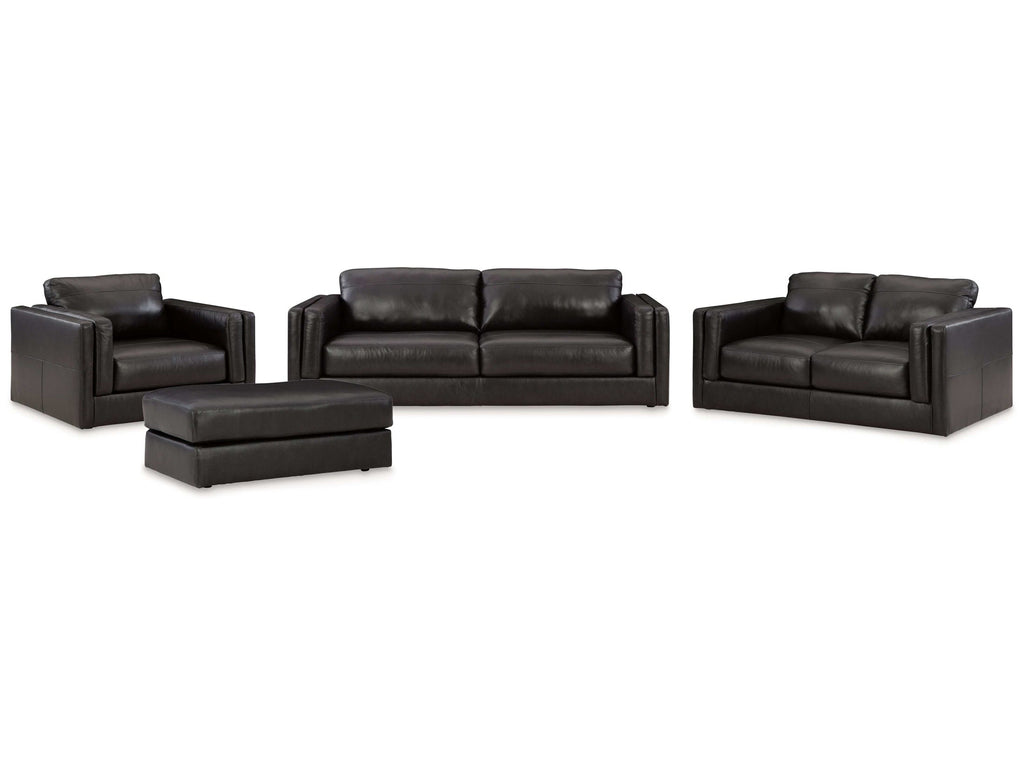 Amiata Onyx Leather Living Room Set / 4pc