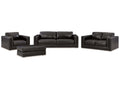 Amiata Onyx Leather Living Room Set / 4pc