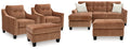 Amity Bay Clay Sofa Chaise Sleeper, 2 Chairs and 2 Ottomans