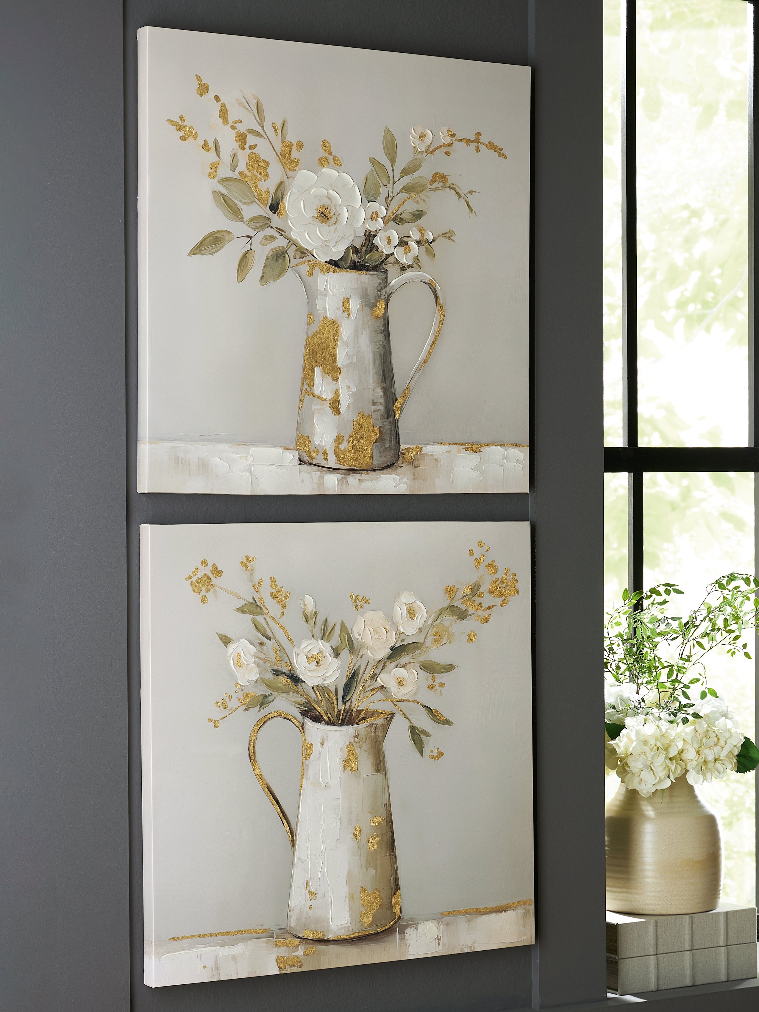 Amoryville Taupe/Green/Gold Finish Wall Art Set (Set of 3)