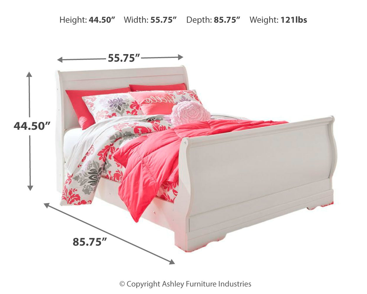 Anarasia Full Sleigh Youth Bedroom Set, White