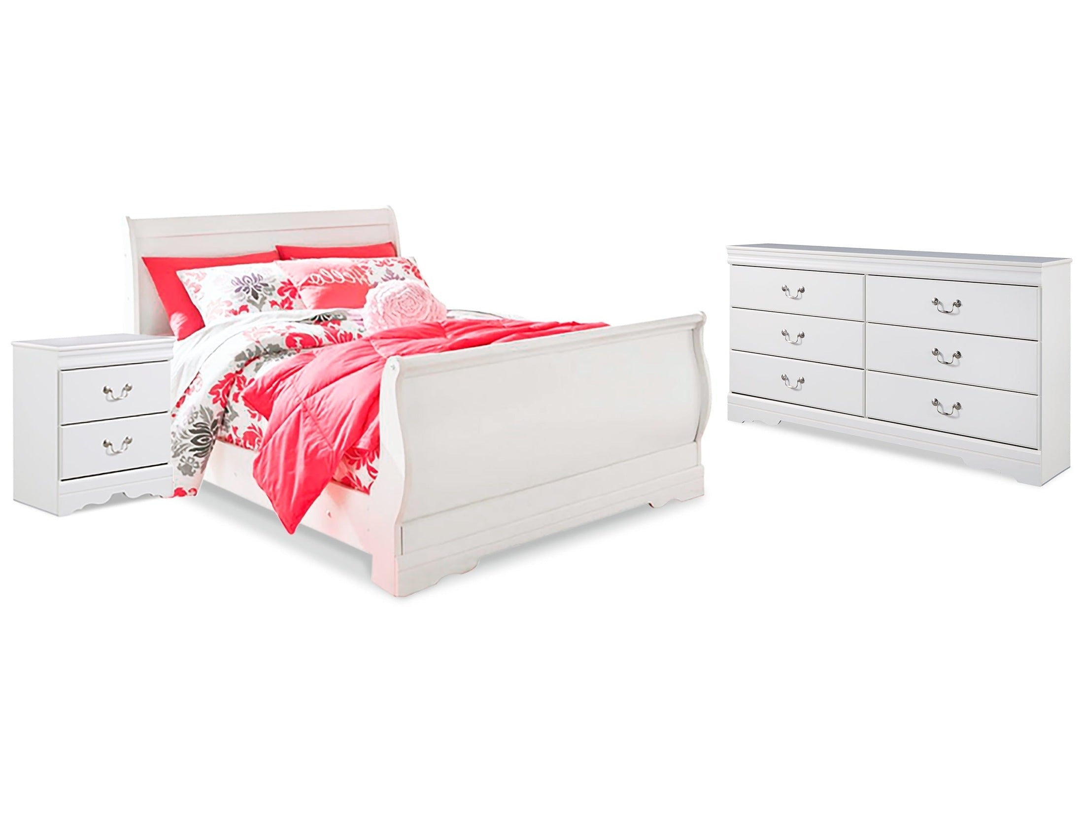 Anarasia Full Sleigh Youth Bedroom Set, White