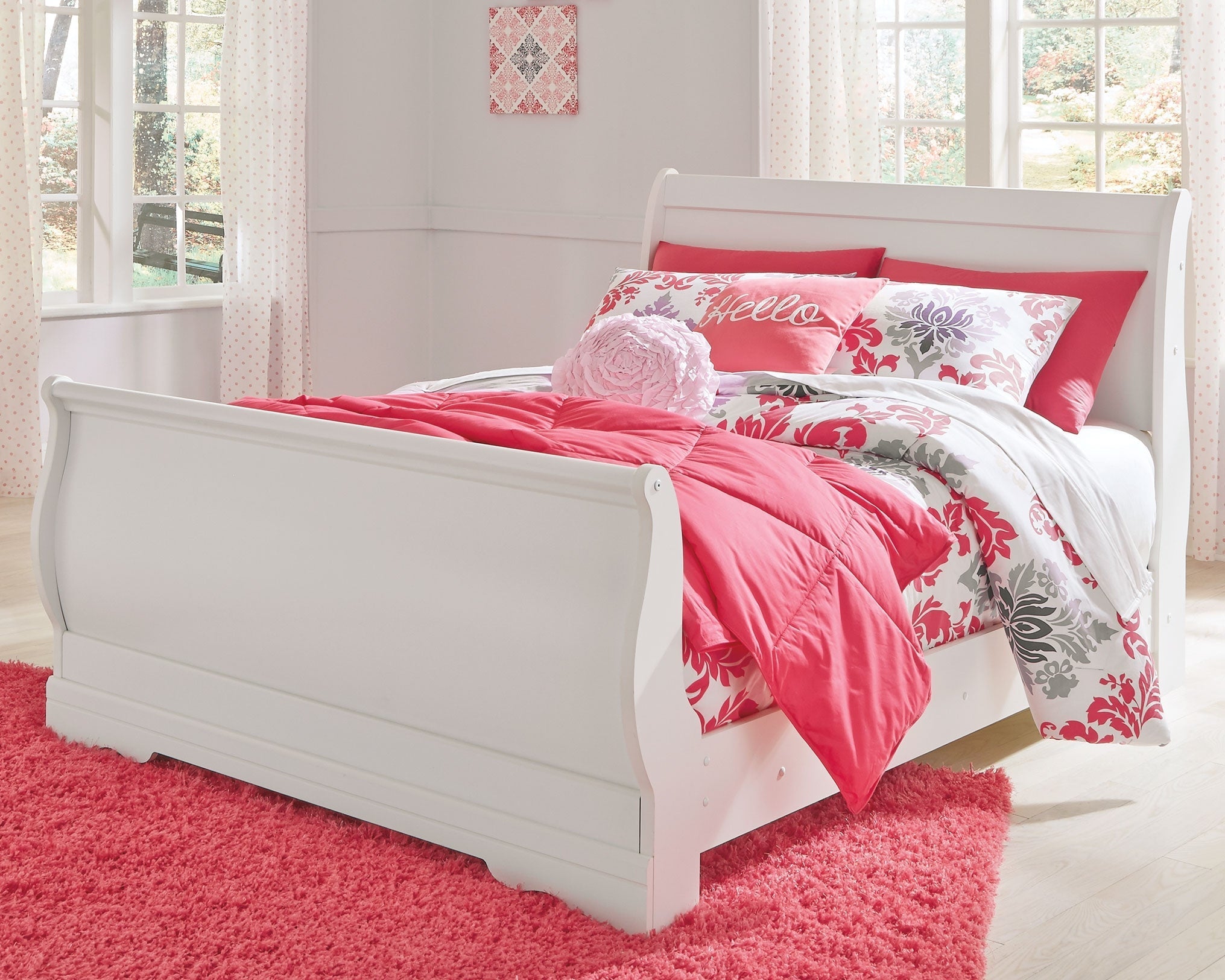 Anarasia Full Sleigh Youth Bedroom Set, White