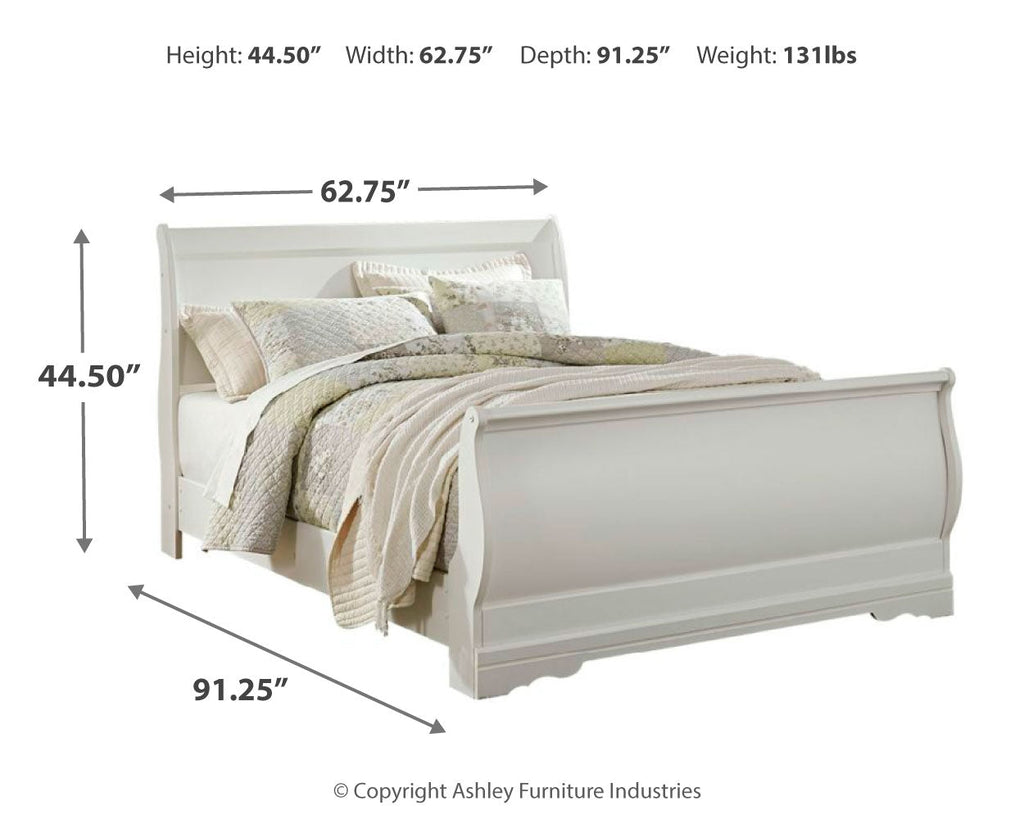 Anarasia White Queen Sleigh Bedroom Set with Chest and 2 Nightstands