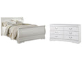 Anarasia White Queen Sleigh Bedroom Set with Dresser