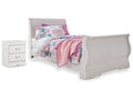Anarasia White Twin Sleigh Bed w/Nightstand