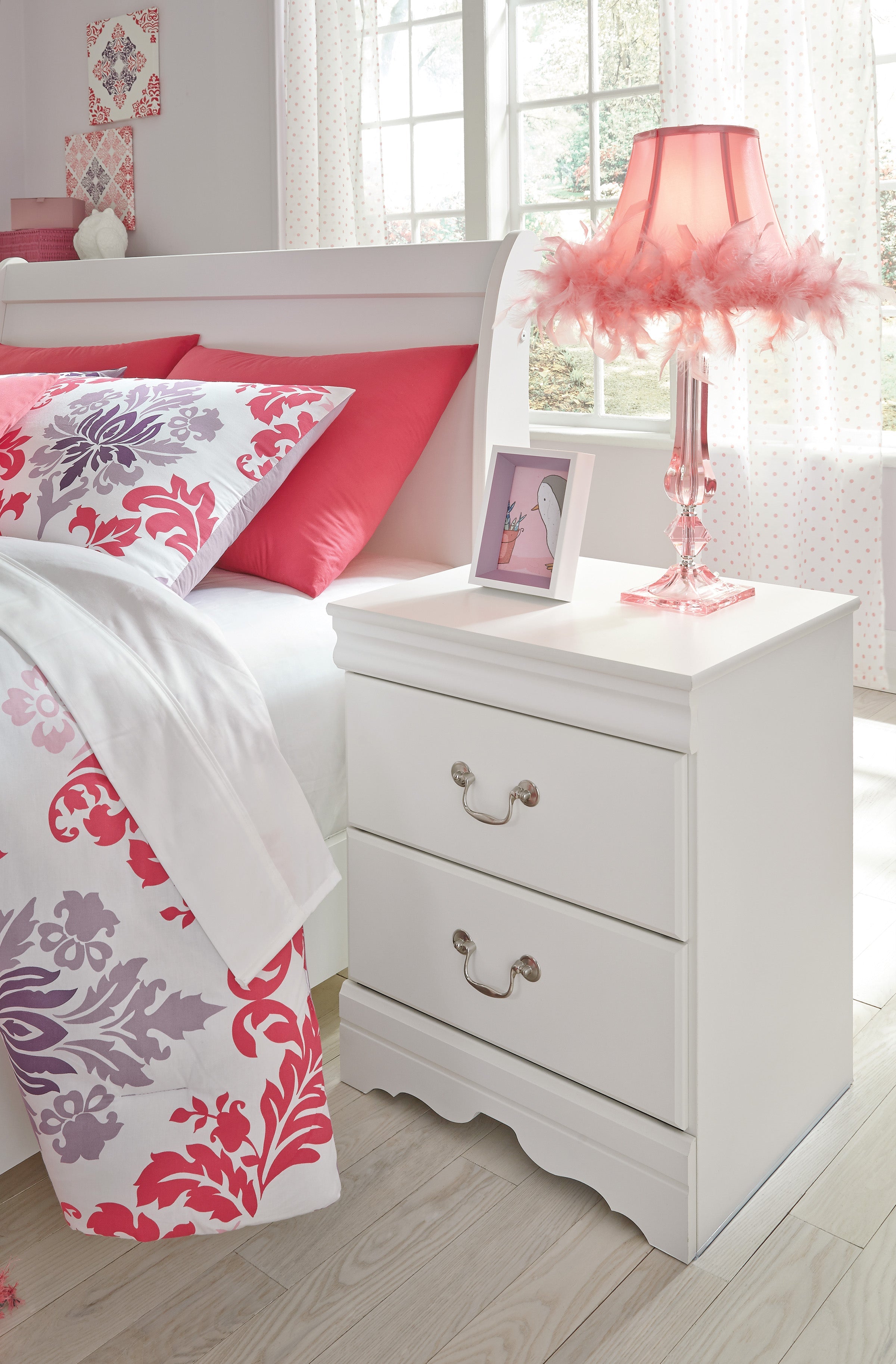 Anarasia Twin Sleigh Bedroom Set, White
